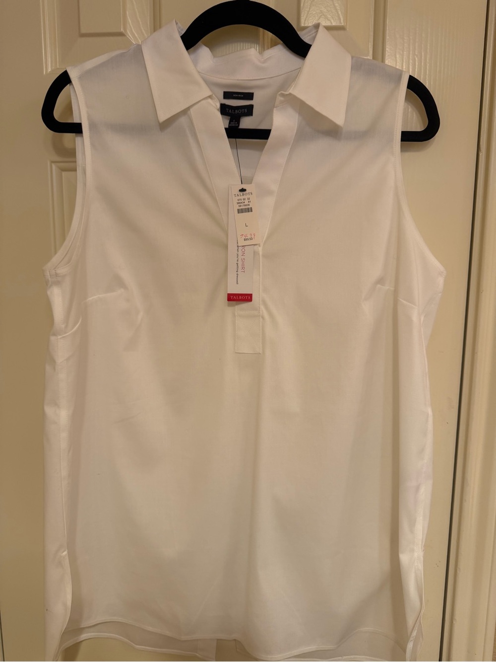 Talbots White Sleeveless Collared Polo-Style Blouse